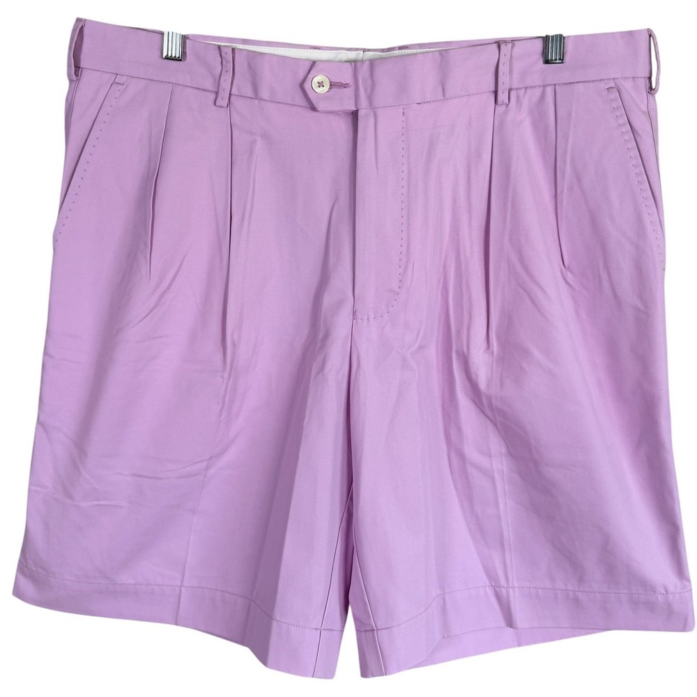 Martin Golf Pleated Twill Club Shorts Mens 38 Lavender Pima Cotton NEW